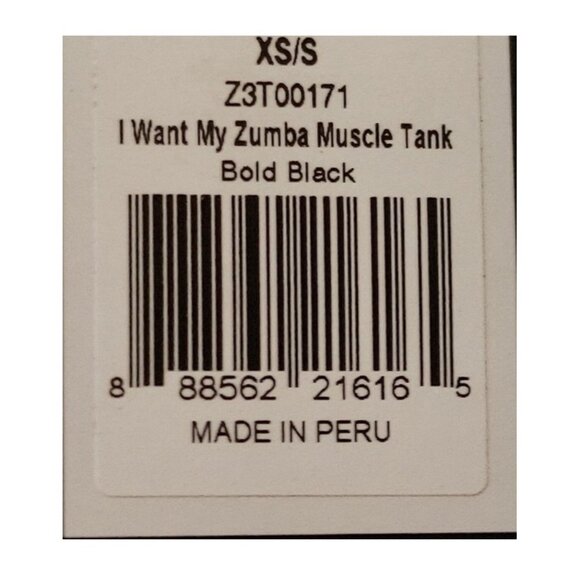 I Want My Zumba Muscle Tank Bold Black XS/S Unisex Soft Cotton Blend NWT - Picture 3 of 4